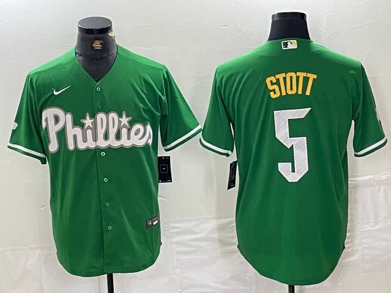 Men%27s Philadelphia Phillies #5 Bryson Stott Green 2024 City Connect Stitched Jersey
